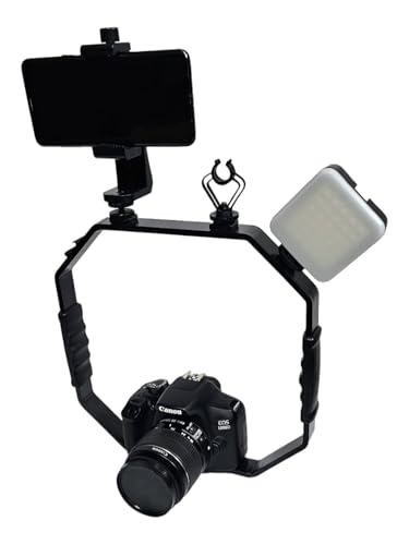 SHOPEE Video Handheld Stabilizer, Four Cold-Shoe Shooting System Camera Rig Support Bracket with Smartphone Holder Vlogging kit Compatible with All Camera Action Camera DSLR Smartphone - Image 3
