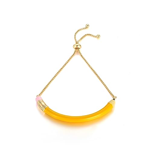 Image of Gold Pencil Bangle Bracelet Adjustable Slider Chain Bracelet Back To School Jewelry