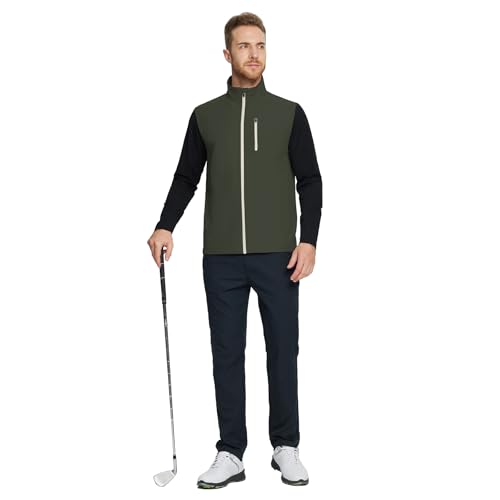 Image of M MAELREG Mens Vests Outerwear Windproof Lightweight Softshell Vests Zip Pockets Sports Sleeveless Jacket Golf Vests for Men