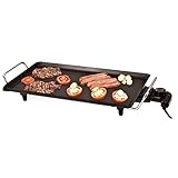 TERMOSTATO REGULABLE: Termostato regulable en 5 niveles de potencia para conseguir el punto de cocción perfecto en cada elaboración. Gran superficie de cocinado de 26 x 46 cm que permite cocinar una gran variedad de alimentos al mismo tiempo.