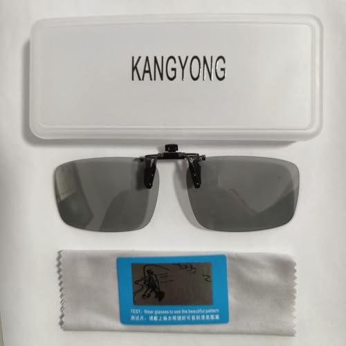 [KANGYONG] 調光 クリップオン サングラス めがねの上から 変色 偏光 メガネ 取り付け 偏光サングラス 跳ね上げ式 ドライブ 運転 メガネの上からかける (跳ね上げ式変色調光レンズ) 3枚目