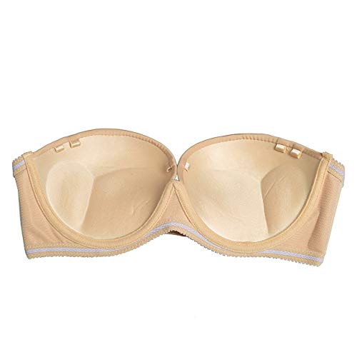 Strapless Convertible Pushup Bra Heavily Padded Lift Up Supportive Add Two Cup Multiway Tshirt Bras Nude, 34A