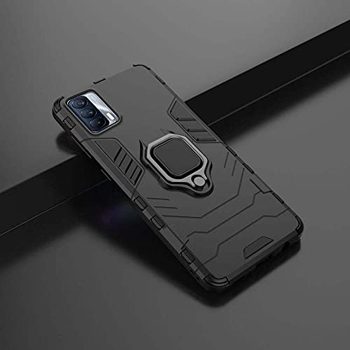 Image of Pikkme D5 Tough Armor Bumper Back Cover Case for Realme X7 |Ring Holder & Kickstand in-Built (Black)