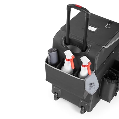 Image of Rubbermaid Commercial Products Executive Quick Carts, Mobile /Travel Office Cart, Small, Dark Gray, for Housekeeper /Sales Rep /Medical Professionals /Home Healthcare /Teachers