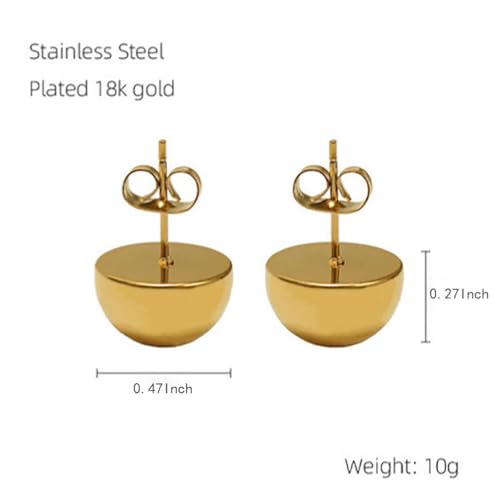 Niaspi Half Ball Dome Stud Earrings For Women 18K Gold Plated Small Round Ball Hemispherical Minimalist Studs Earrings Fashion Jewelry thumb #5