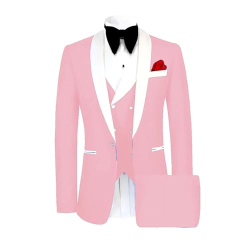 Men Classic Tuxedo 3 Pieces Blazers Vest Pants Fitted Jacket One Button Shawl Lapel Wedding Prom Set Blue4