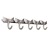 Reroser Heavy Duty Metal Wall Mounted Coat Rack - 5 Hooks Space Saving Wall Organizer, Aluminum Alloy Hook for Jackets/Hats/Backpacks, Modern Style Dragonfly Design Easy Mount (1 Item-5 Hooks)