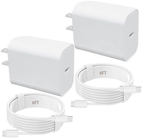 Dual 20 W Fast Charge USB-C Power Adapter Set – High-Efficiency Charger for i Phone 16, 15 Pro, i Pad Pro, Galaxy & Android Devices – Includes 6 ft USB-C to C Cable for Ultimate Flexibility – Universal Compatibility for Rapid Charging on the Go Dual 20 W Fast Charge USB-C Power Adapter Set – High-Efficiency Charger for i Phone 16, 15 Pro, i Pad Pro, Galaxy & Android Devices – Includes 6 ft USB-C to C Cable for Ultimate Flexibility – Universal Compatibility for Rapid Charging on the Go