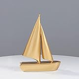 LGYKUMEG Modellsegelboot, nautisches Segelboot, Ornament, Tischplatte, Segelboot-Dekoration, Dekoration für Büro, Schlafzimmer, Desktop-Dekoration, nautisches Thema, Heimdekoration,Gold,17 * 4 * 25cm