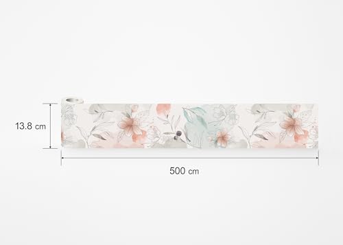 AG Design Selbstklebende Bordüre Blumen, AWB 8440 | Wasserfest Dekoration für Wände, Möbel, Tapeten, Wandverkleidungen und Türen, Folie, Mehrfarbig | Breite 500 cm x Höhe 13.8 cm