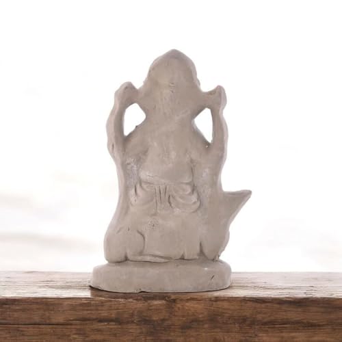 Image of SAUDEEP INDIA 6 Inch Mitti Ganesh Idol | Eco-Friendly Handcrafted Mud /Clay Ganesh Murti | Ganpati Figurine for Visarjan | Biodegradable Mushak Ganesha Statue | Ganesh Chaturthi