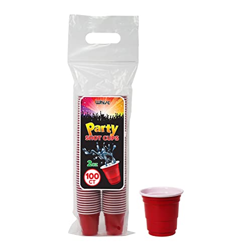 WHISC Disposable Shot Glasses [Pack of 100] - 2oz Red