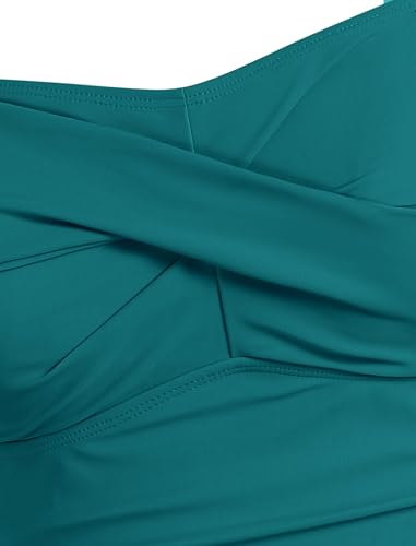 Image of ZAFUL Tankini Swimsuits for Women Tummy Control High Waisted Twist Front Ruched Two Piece Bathing Suit