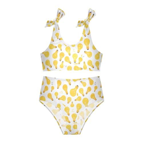 Wusikd Yellow Light Bulb Girls Swimsuits Two Piece Swimwear Bikini Set for for Girls Size 3T3