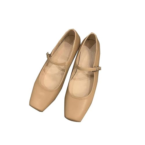 Zapatos de mujer Square Head Mary Jane Pumps Casual Chunky Plata Zapatos De Las Mujeres Con Tacón, beige, 37 EU