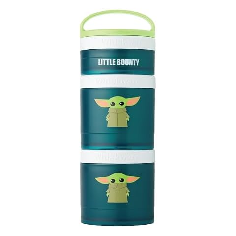 Whiskware Stackable Snack Containers for Kids and Toddlers, 3 Stackable Snack Cups for School and Travel, The Child Little Bounty - Green/White/Teal Cover