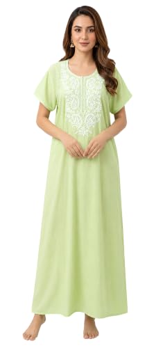 Image of Nighty| Nighty for Women Stylish| Night Gown for Women Stylish| Elegant Embroidery Detailing| Lightweight & Breathable PV Crush Fabric|