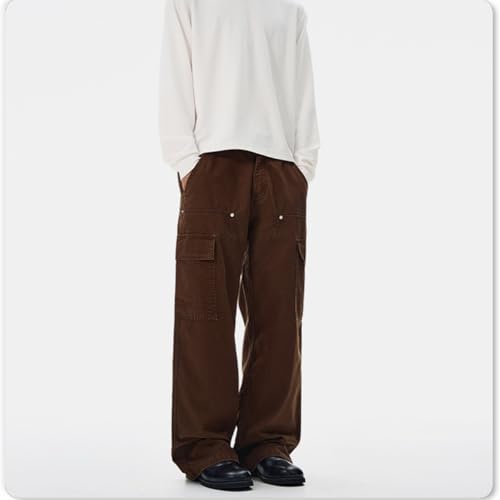 EnllerviiD Men's Baggy Cargo Pants Casual Loose Fit Elastic Waist Cotton Work Pant with Multi-Pockets2
