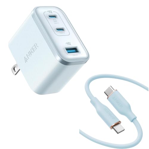 Anker Nano Charger (70W, 3 Ports) & Anker PowerLine III Flow USB-C & USB-C ケーブル (ブルー)