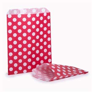 50 Kraft Paper Bags - 5" x 7" (29 Styles) - Sweet/Gift/Counter & Food Bags - Red Polka Dot โ image 1
