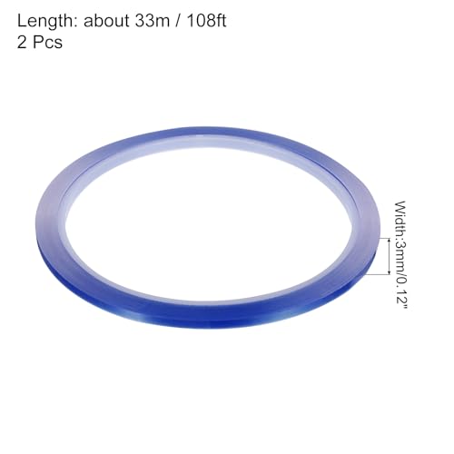 Image of uxcell Blue Heat Tape, 2 Rolls 3mmx33m 108ft High Temperature Heat Resistant Tape for Sublimation,Heat Vinyl Press,Heat Transfer, Circuit Board, No Residue