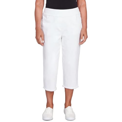 Alfred Dunner Women's Classics Neutrals Superstretch Denim Fringe Capri Pant