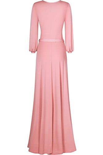 Image of Women's 3 /4 Sleeve Deep V-Neck Maxi Faux Wrap Solid Plus Size Dress