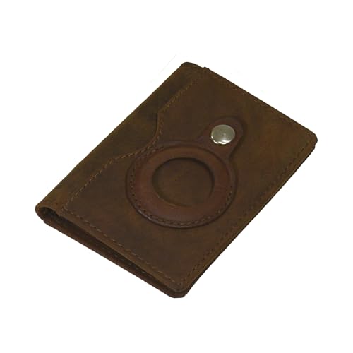 Portefeuille AirTag en cuir marron au design minimaliste et finitions modernes
