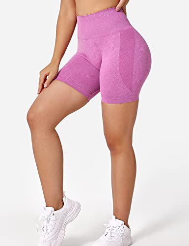 Yeoreo Women Seamless High Waist Shorts Smile Contour Biker Shorts Gym Yoga Workout Bright Pink M #TOP1