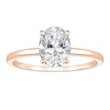 Anillos de compromiso para mujer, plata de ley 925, elegante anillo de boda solitario para mujer con circonita cúbica ovalada de 8 x 10 mm, Metal, Circonita cúbica