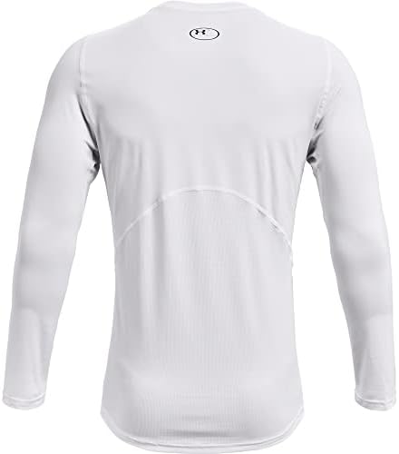 Under Armour Mens Armour HeatGear Fitted Long-Sleeve T-Shirt, White (100)/Black, Large - 5