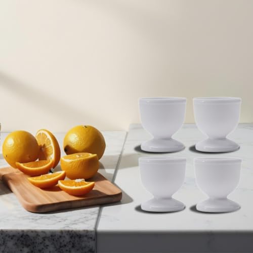 ZWEquipint Kunststoff-Eierbecher-Set für harte, weich gekochte Eier, Küche, Frühstück, Servierständer, Esstischzubehör, weiß (4 Stück) – Bild 7