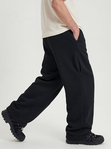 Image of Mens Baggy Sweatpants Wide Leg Casual Elastic Waist Drawstring Athletic Loose Jogger Fall Sweat Pants with Pockets