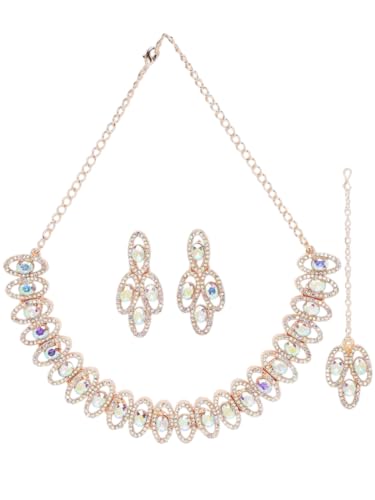Juego de joyas DMZ-973 en oro rosa con piedras de alta gama para mujer chic