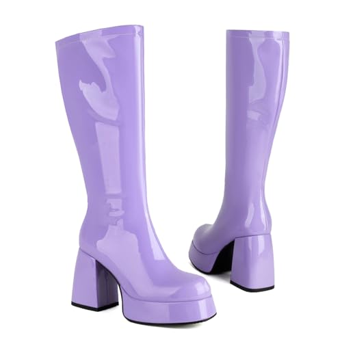 Women's Chunky Heel Platform Side Zipper GO GO Boots 1960s & 1970s Retro2