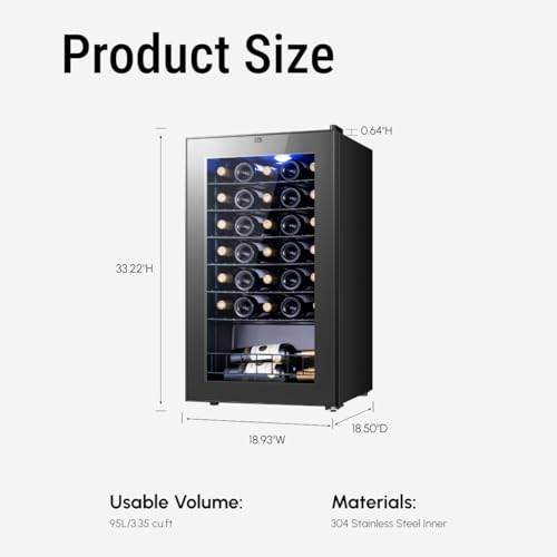 Image of Yeego Wine Fridge - 34 Bottles Wine Cooler, 38-65℉ Digital Control with Double Glass Door & LED Light, Freestanding Wine Fridge Under Counter for Home Bar and Kitchen