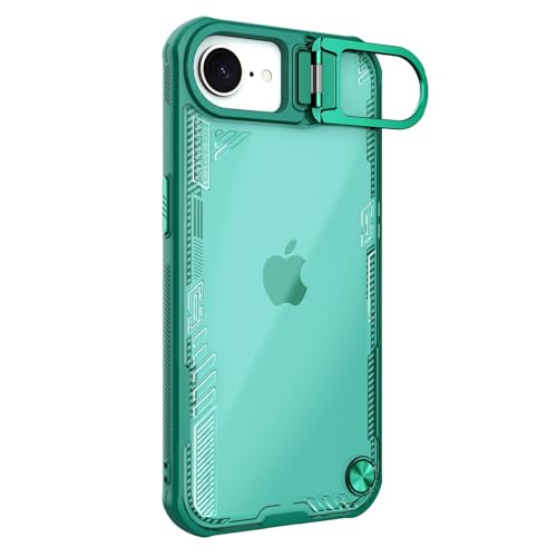 Image of Nillkin Case for Apple iPhone 16E / 17E (6.1 inch Inch) Iceblade Prop Case with Corner Air Bag + Aluminium Hollow Version Protect Stand Scratch & dust Proof Green