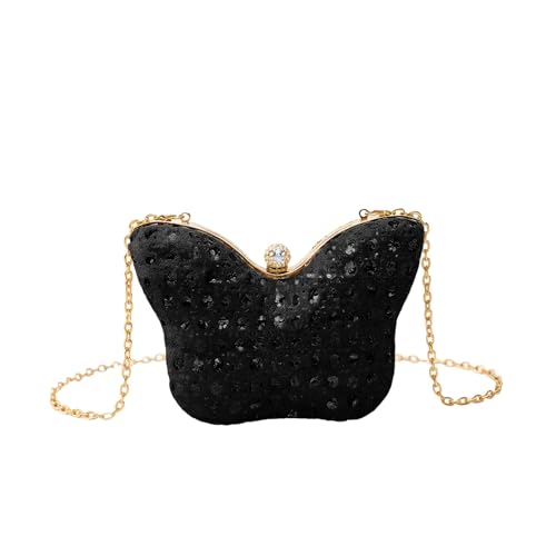 Sac bandoulière paillettes papillon noir pour vos sorties et soirées branchées