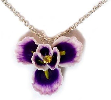 Purple Iris Flower Pendant Necklace