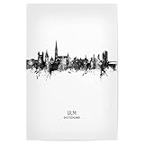 artboxONE Poster 90x60 cm Städte ULM Germany Skyline BW 