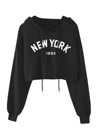 Hilinker Women's Tie Dye Crop Hoodies Casual Cute Graphic Long Sl...