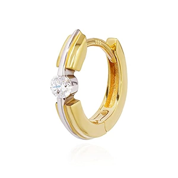 NKlaus Par o individual pendientes de aro bicolor 333 oro amarillo 8 quilates 12 mm zirconia blanco pendientes