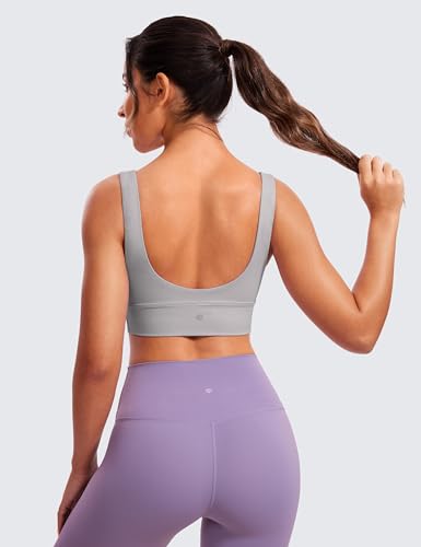 Image of CRZ YOGA Butterluxe V Neck Longline Sports Bra | Light Support, Removable Pads, Yoga, Extremely Soft, U Back, Wide Straps, for Women