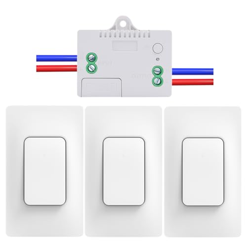 Image of Self Powered Wireless Light Switch Kit Remote Light Switches Wireless No Wiring No Battery Kinetic Light Switch Wireless Radio Wall Switches for Home Lighting