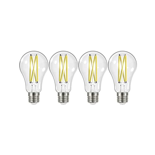 Satco S12443 A19 LED 4-Bulb Value Pack, 100W Replacement, 3000K, Clear