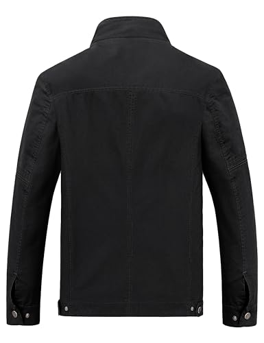 Image of Wantdo Men's Cotton Lightweight Military Jacket Casual Windbreaker | Stand Collar,5 Pockets,Windproof,Snap Cuffs,Spring Fall Daily Commute Work Outdoor Wear,Regular Fit,Versatile Outerwear
