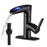 VXV LED Bathroom Sink Faucet, Single Handle Matte Black Bathroom Faucets, Faucet for Bathroom Sink w