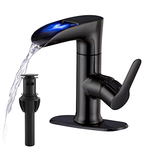Vxv Led Bathroom Sink Faucet, Single Handle Matte Black Bathroom Faucets, Faucet For Bathroom Sink With Pop Up Drain And Deck Plate,1Or 3 Hole #TOP6