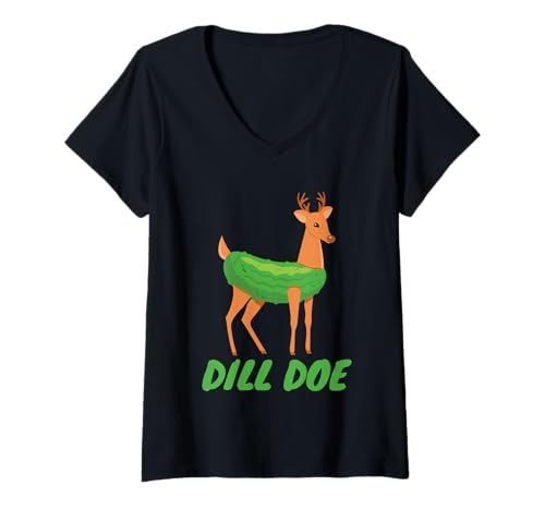 Mujer Dill Doe Divertido Humor Adulto Divertido Naturaleza Ciervo Pickle Regalo Camiseta Cuello V