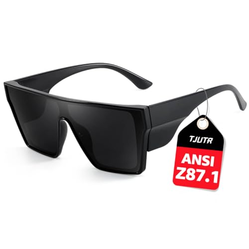 TJUTR ANSI Z87.1 Safety Sunglasses for Men, Polarized Oversized Wraparound Sun Glasses UV400 Protection for Outdoor & Work